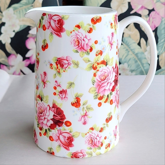 🆕️Grace Pantry Fine Porcelain 32oz Open-Top Pitcher FLORAL - Picture 4 of 7
